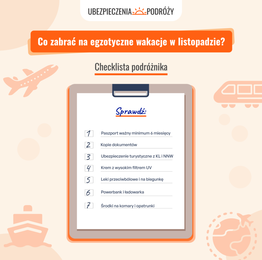 Co zabrać na egzotyczne wakacje w listopadzie? Checklista podróżnika